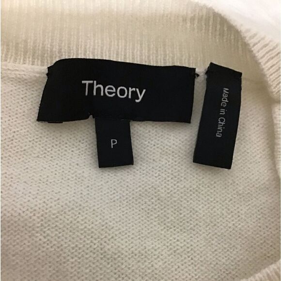Theory Sweater Neutral Pullover Knit Karenia Ivory Cashmere Sweater Size P - Picture 2 of 7